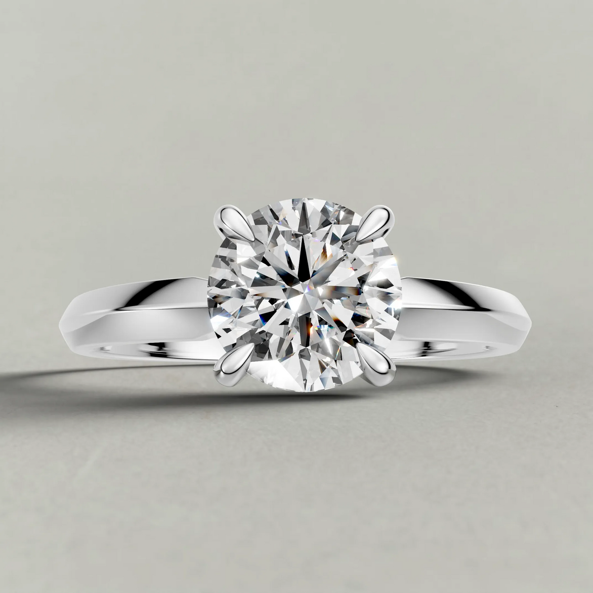 Knife-Edge Solitaire Engagement Ring (1113) in Platinum zoomed in on diamond