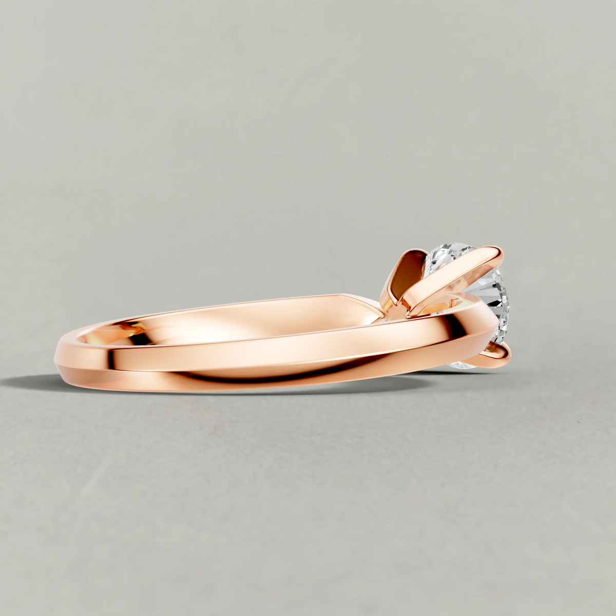 Knife-Edge Solitaire Engagement Ring (1113) in Rose Gold from back angle