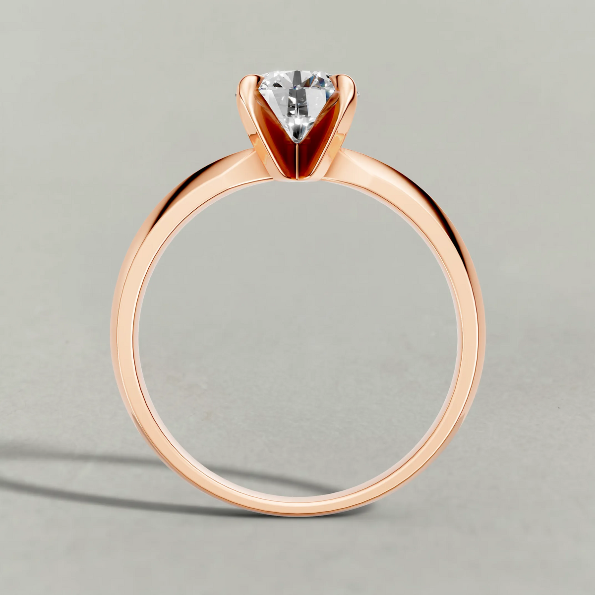Knife-Edge Solitaire Engagement Ring (1113) in Rose Gold from front angle
