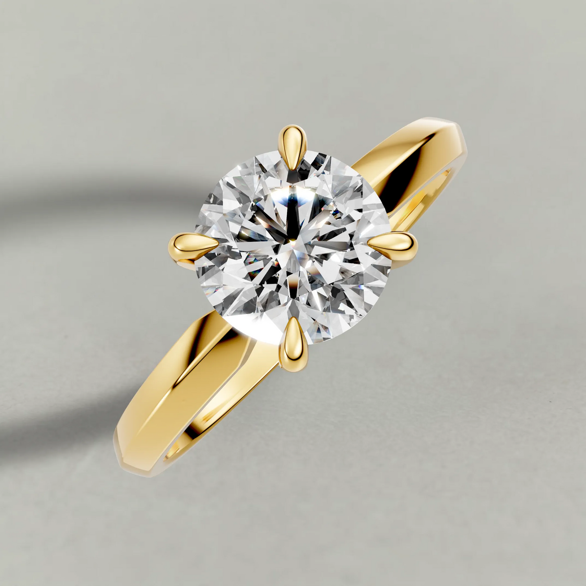 Knife-Edge Solitaire Engagement Ring (1113) in Yellow Gold from top 3/4 angle