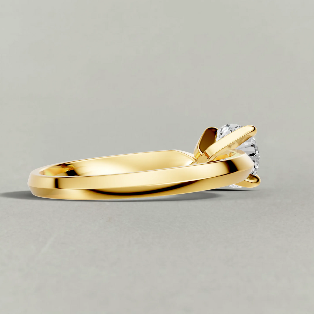Knife-Edge Solitaire Engagement Ring (1113) in Yellow Gold from back angle