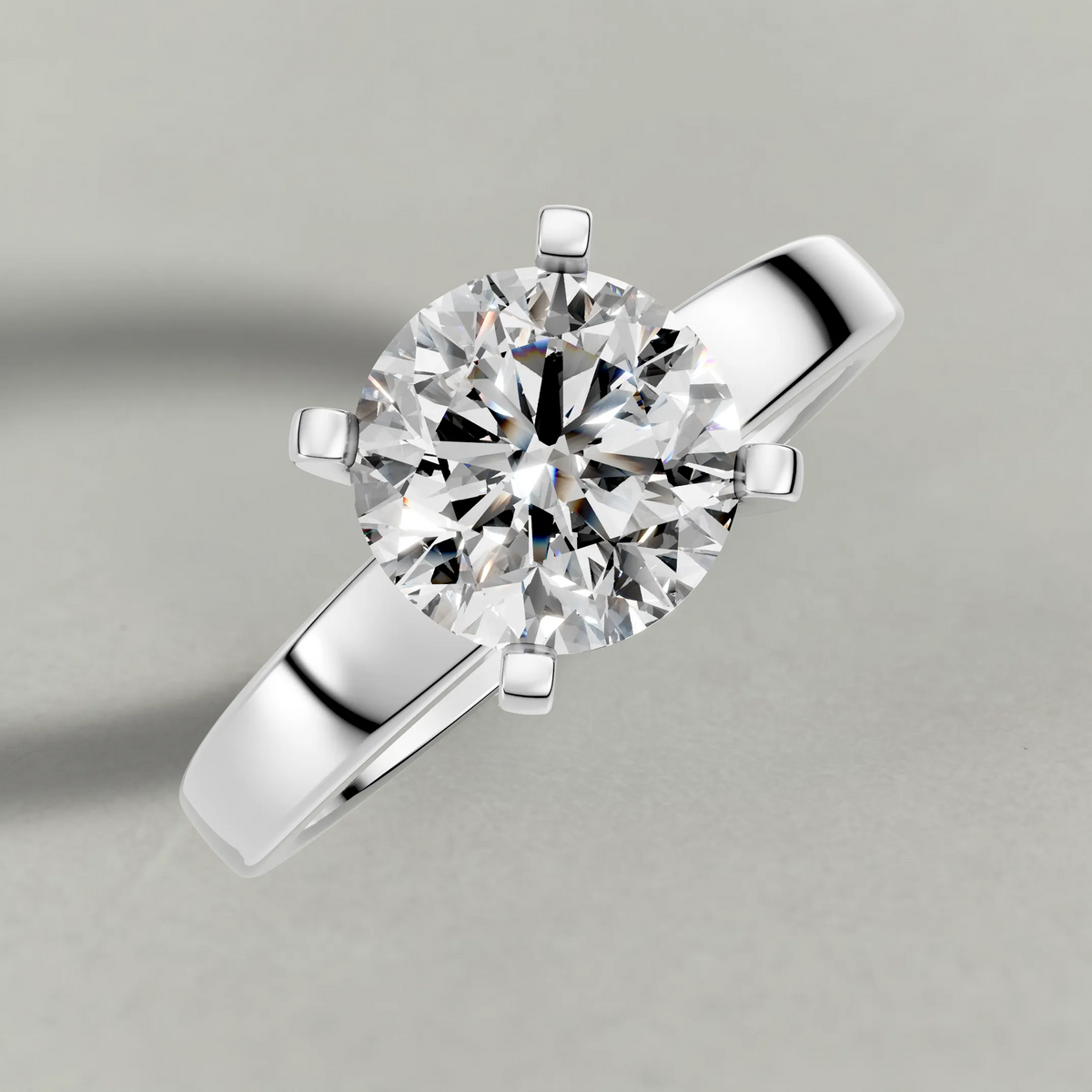 Tapered Solitaire Engagement Ring (2098) in Platinum from top 3/4 angle
