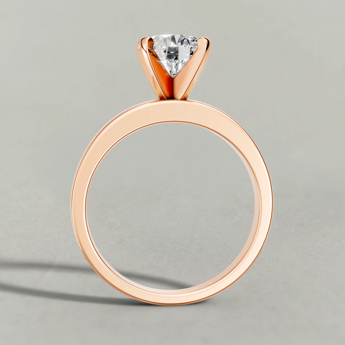 Tapered Solitaire Engagement Ring (2098) in Rose Gold from front angle