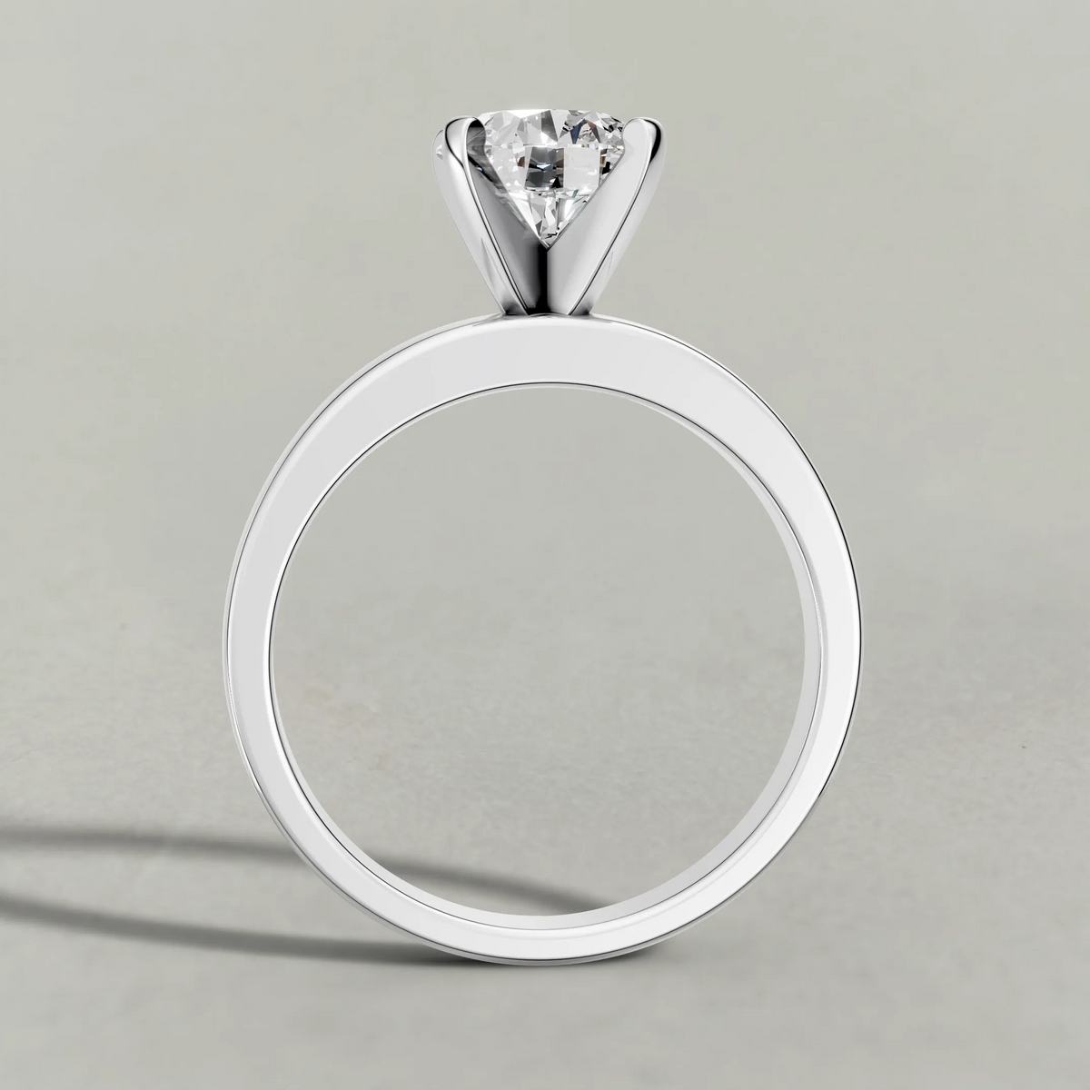 Tapered Solitaire Engagement Ring (2098) in White Gold from front angle