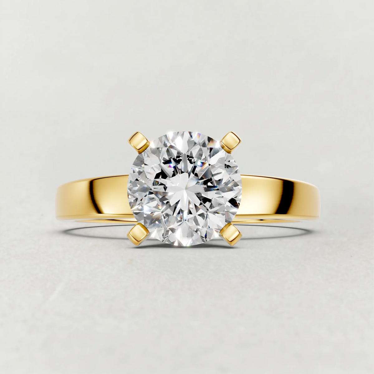 Tapered Solitaire Engagement Ring (2098) in Yellow Gold zoomed in on diamond
