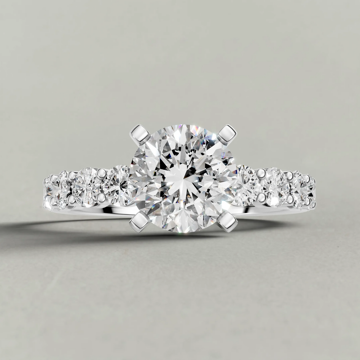 Shared-Prong Diamond Shoulder Multi-Stone Engagement Ring (2112) in Platinum zoomed in on diamond