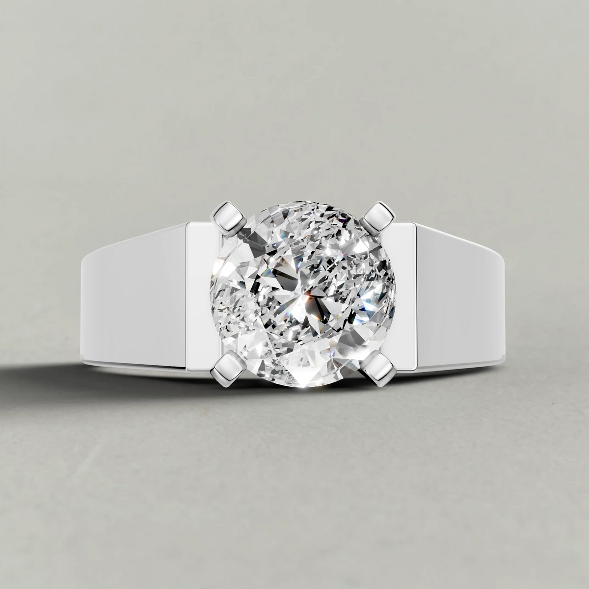 Sculpted Cathedral Solitaire Engagement Ring (2315) in Platinum zoomed in on diamond