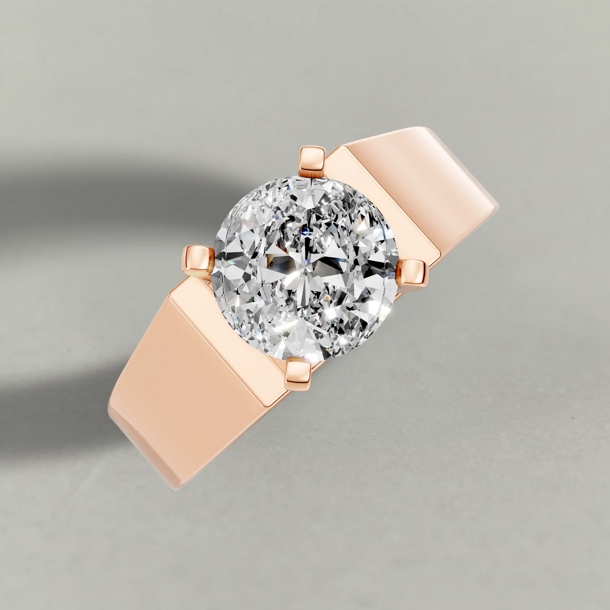 Sculpted Cathedral Solitaire Engagement Ring (2315) in Rose Gold from top 3/4 angle