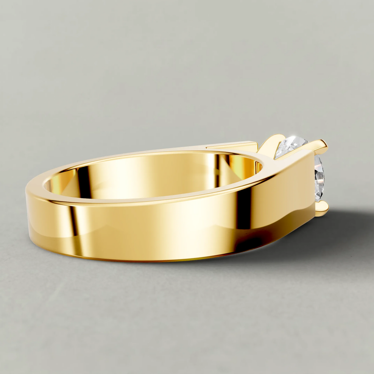 Sculpted Cathedral Solitaire Engagement Ring (2315) in Yellow Gold from back angle