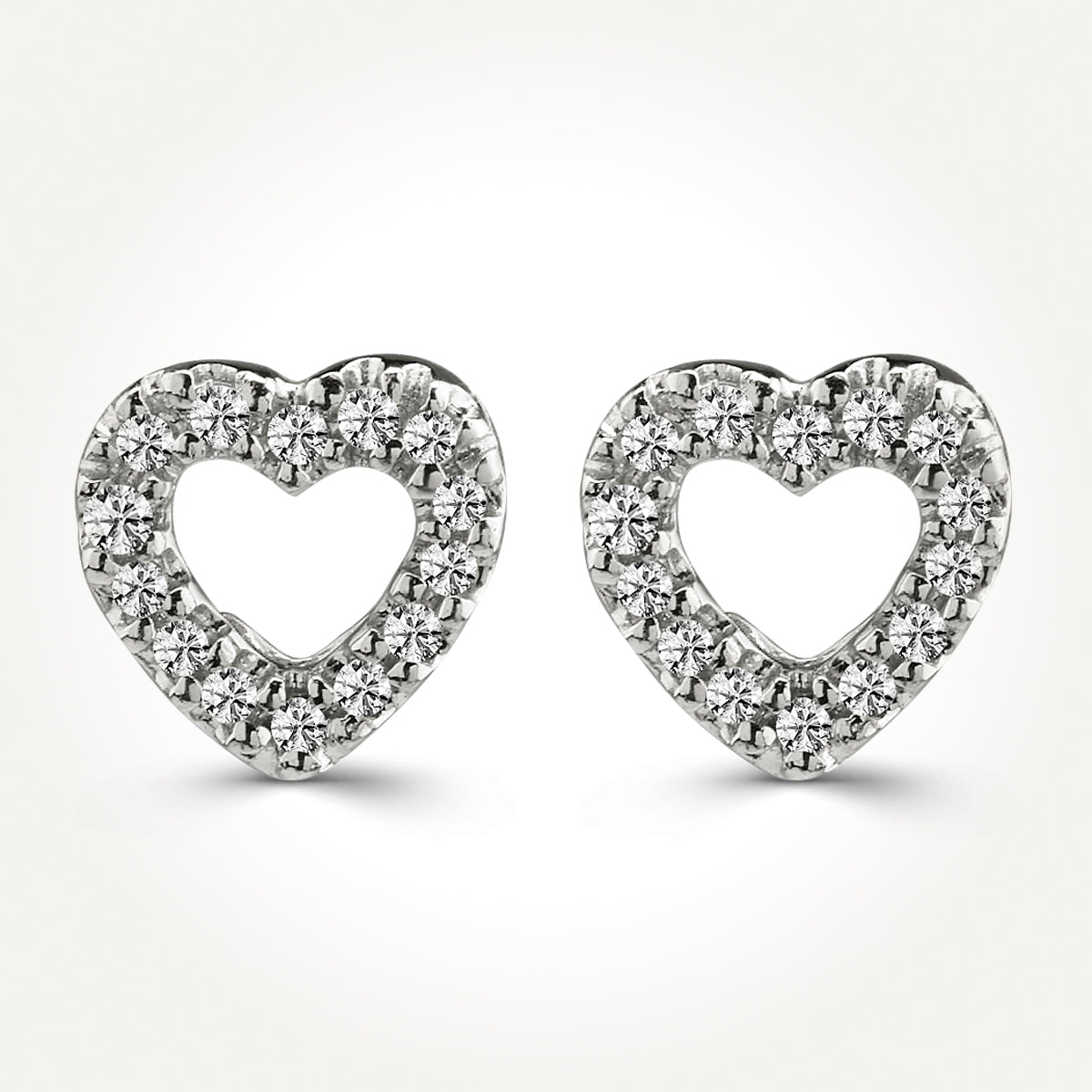 14KT White Gold Heart Stud Earrings 0.10 CT. T.W.