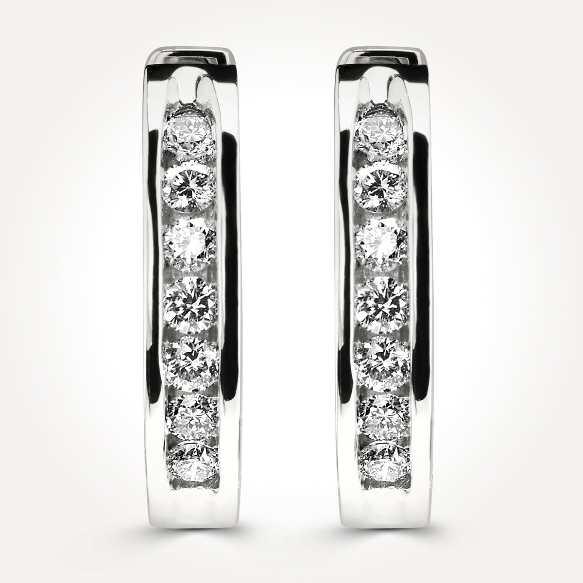 14KT White Gold Channel Set Hoop Earrings 0.50 CT. T.W.