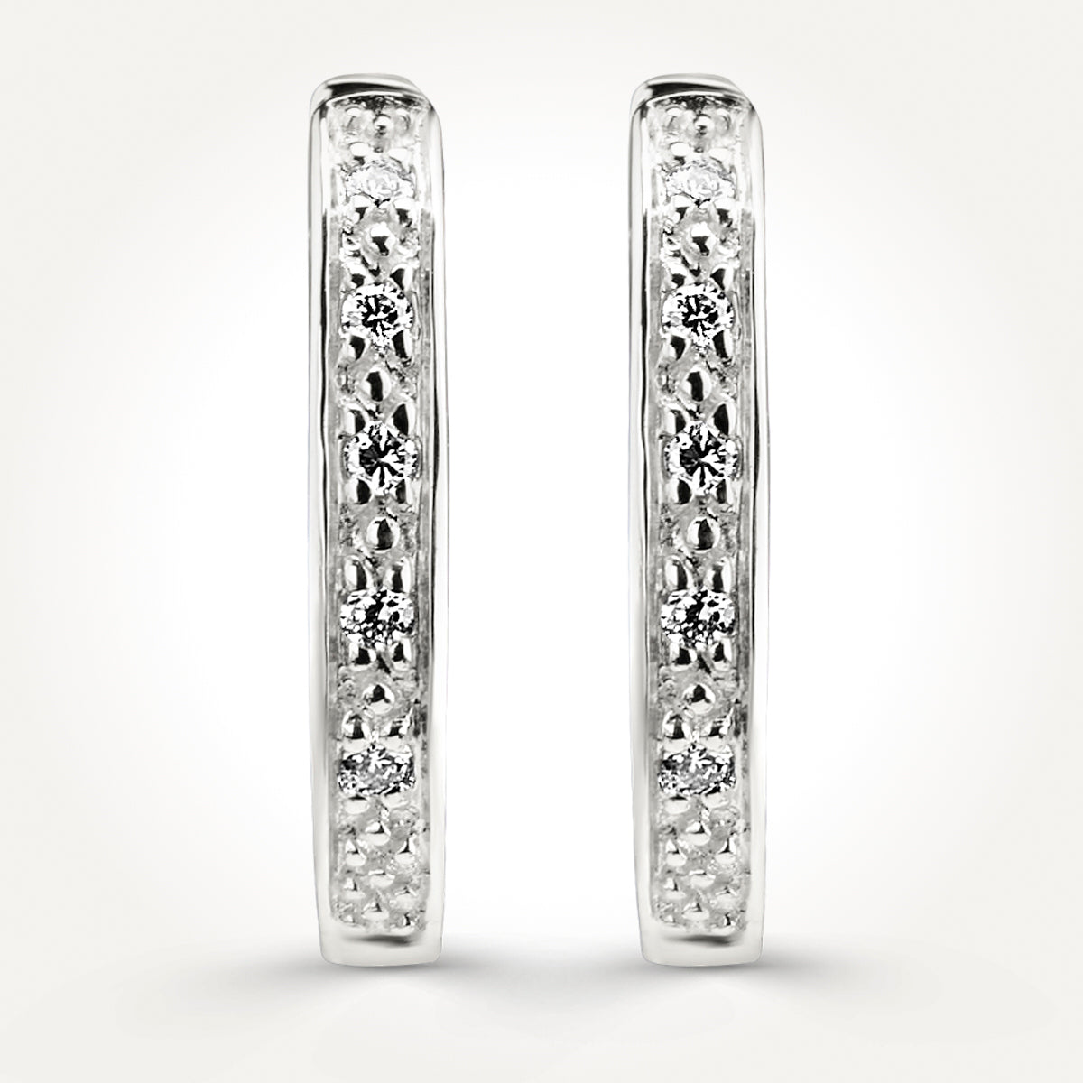 14KT White Gold Hoop Earrings 0.05 CT. T.W.