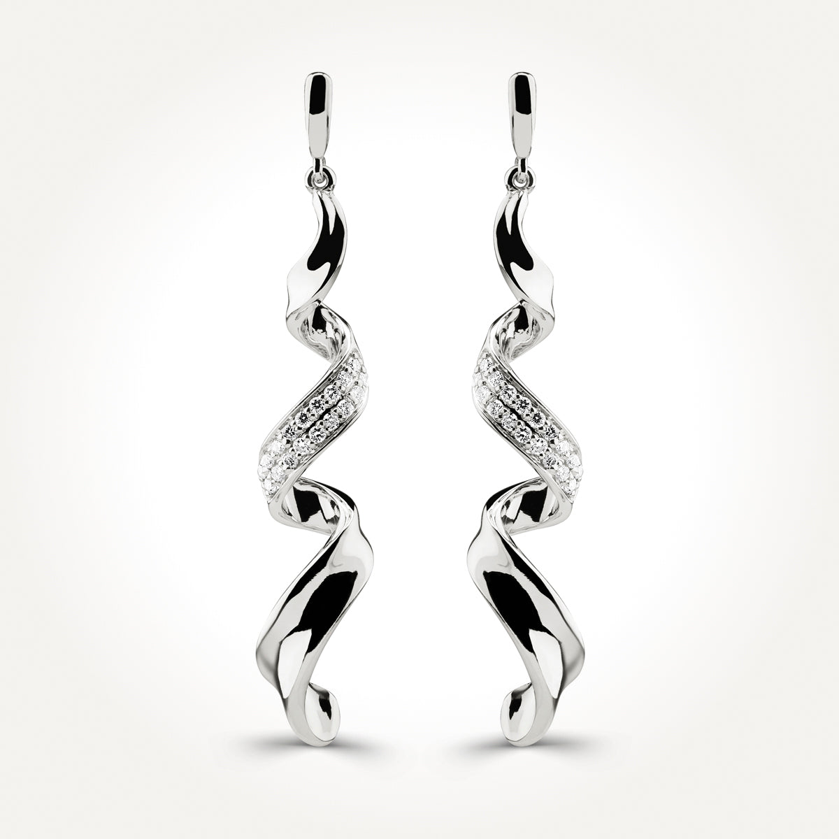 14KT White Gold Single Twist Drop Earrings 0.18 CT. T.W.