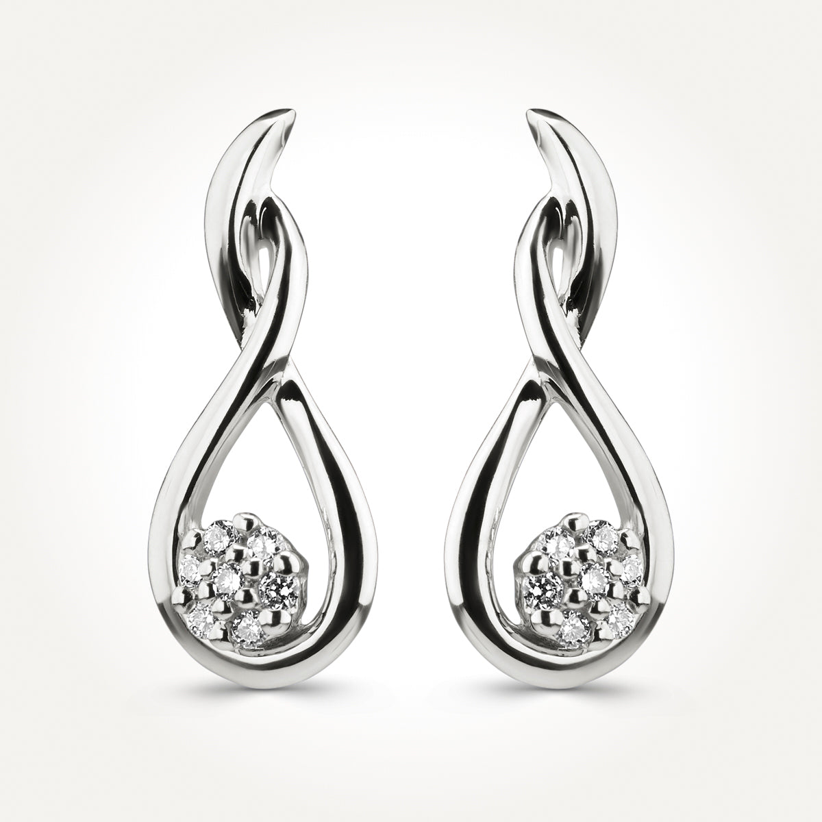14KT White Gold Fancy Twist Earrings 0.08 CT. T.W.