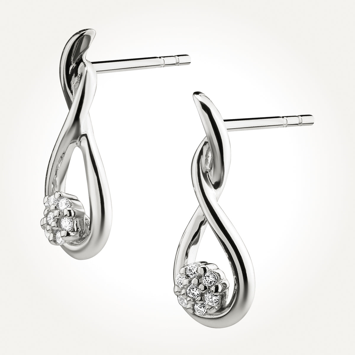 14KT White Gold Fancy Twist Earrings 0.08 CT. T.W.