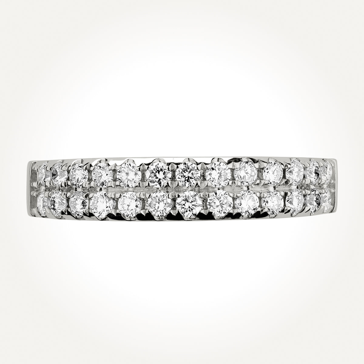 14KT White Gold Double Row Ring