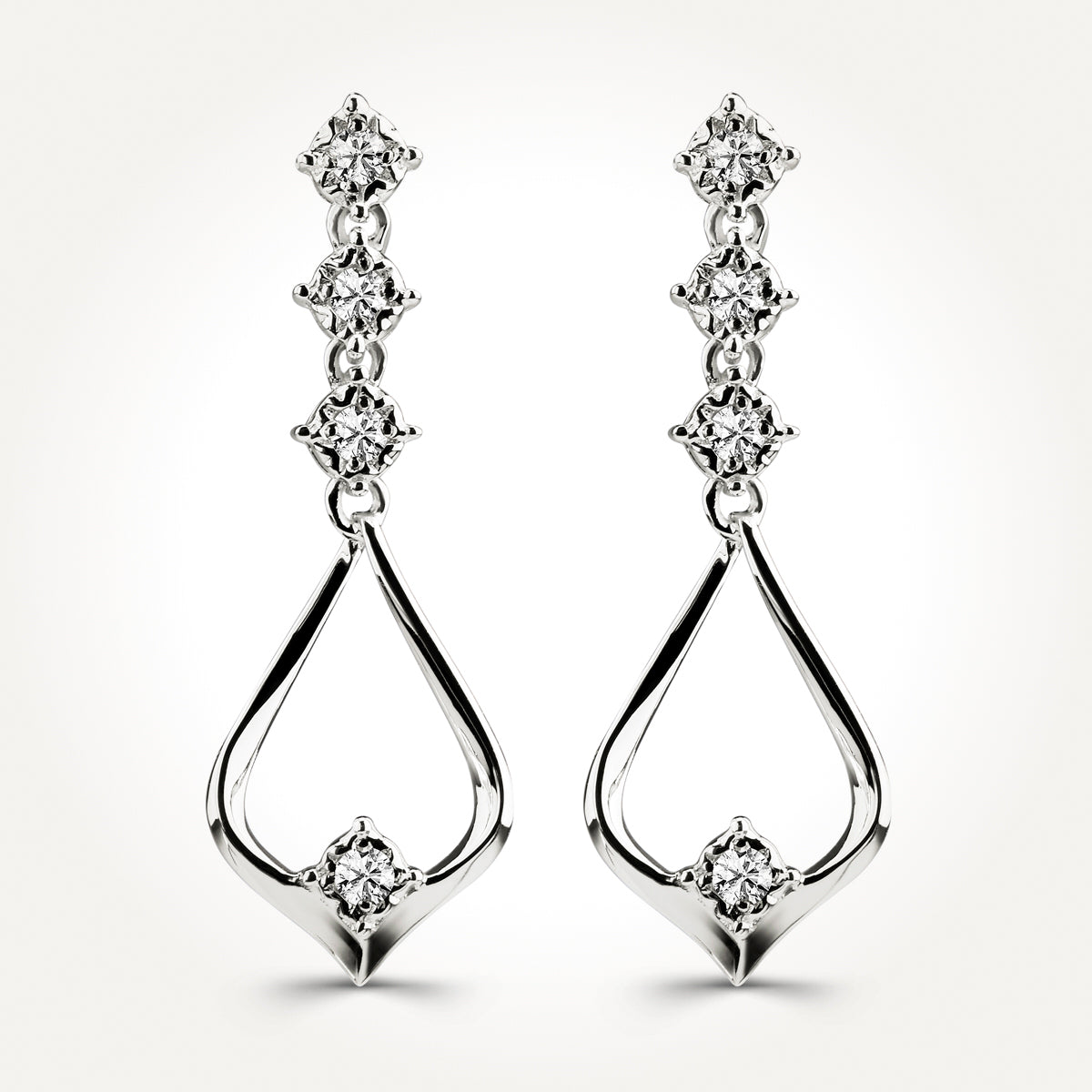 14KT White Gold Drop Earrings 0.12 CT. T.W.