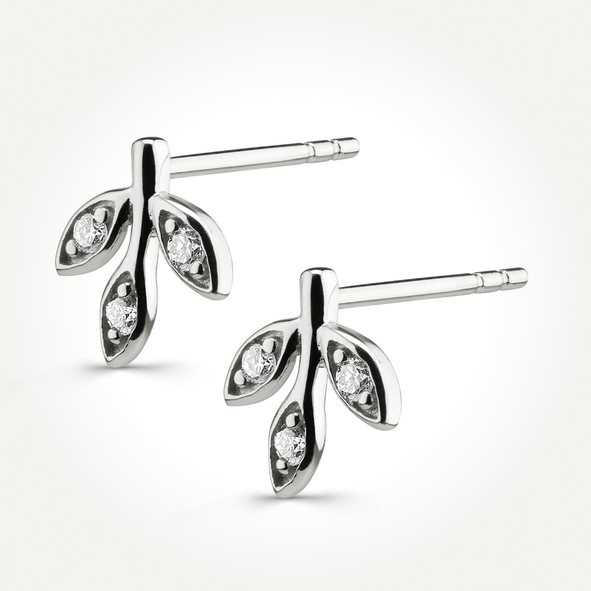 14KT White Gold Fancy Vine Earrings 0.09 CT. T.W.