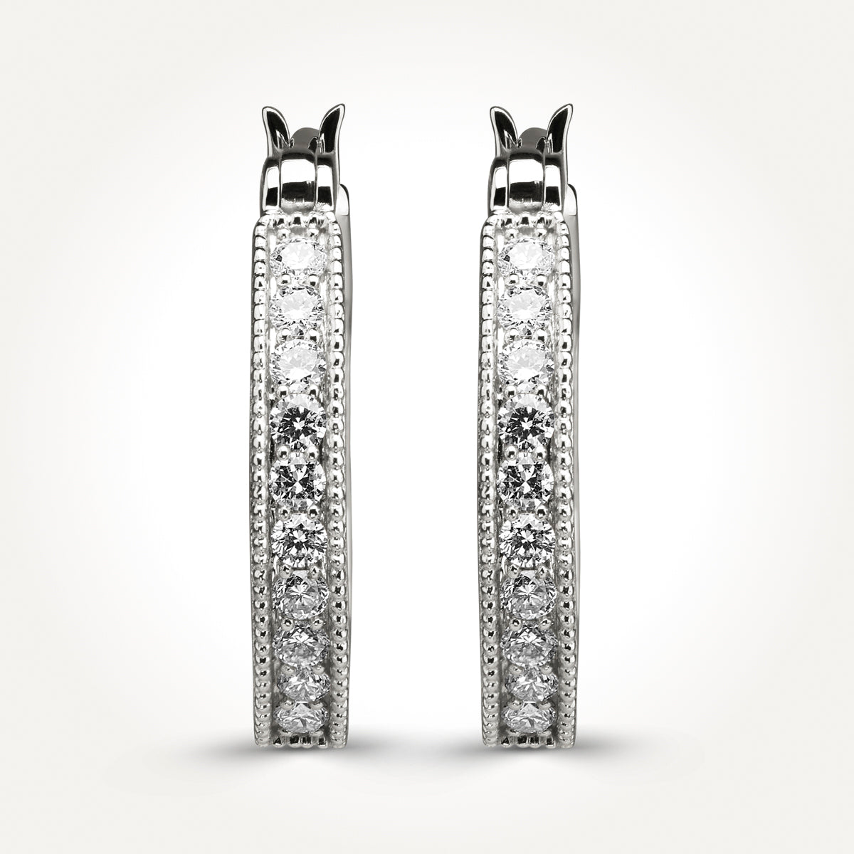 14KT White Gold Hoop Earrings 0.40 CT. T.W.