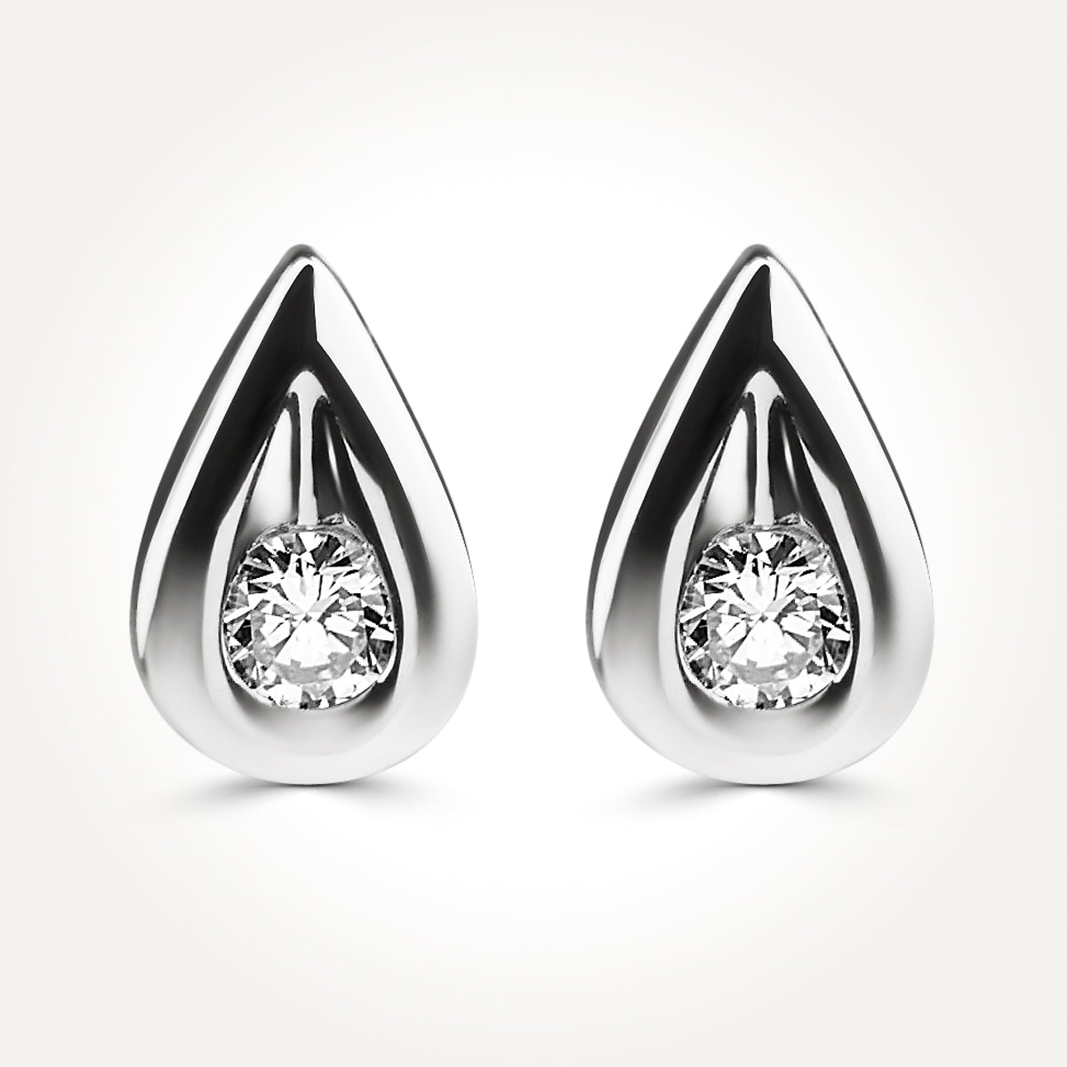10KT White Gold Pear Shaped Stud Earrings 0.10 CT. T.W.