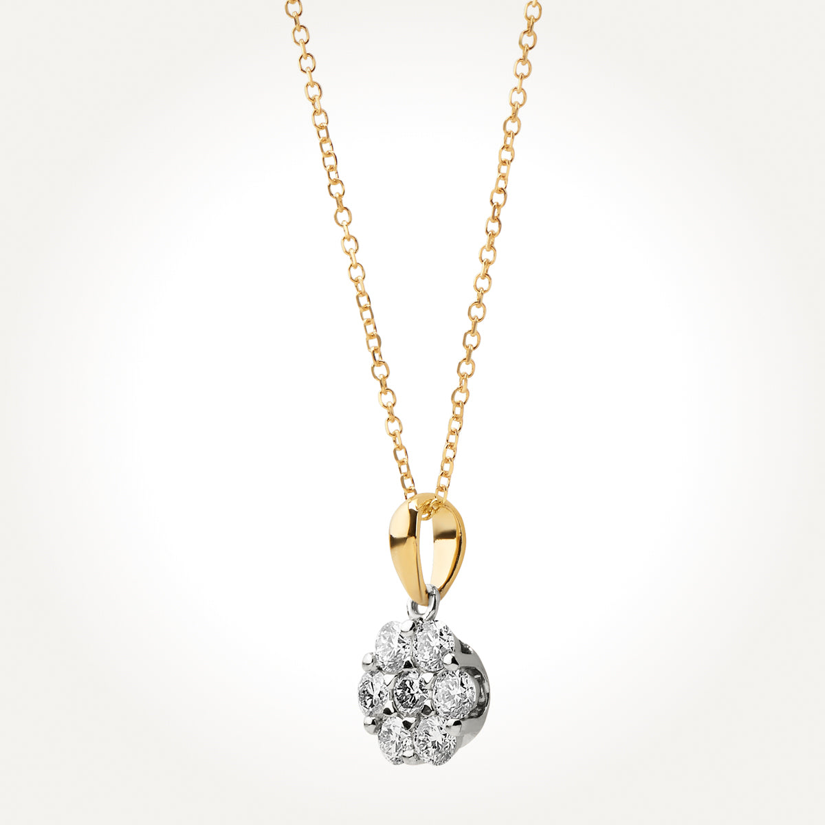 14KT Two Toned Cluster Necklace