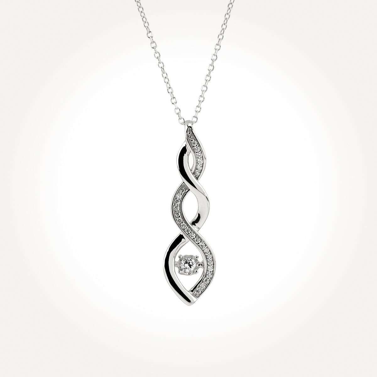 14KT White Gold Triple Twist Drop Necklace