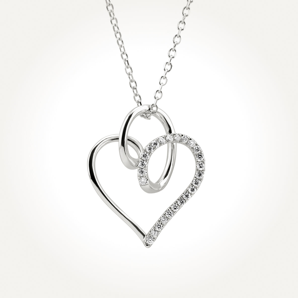 14KT White Gold Heart Necklace