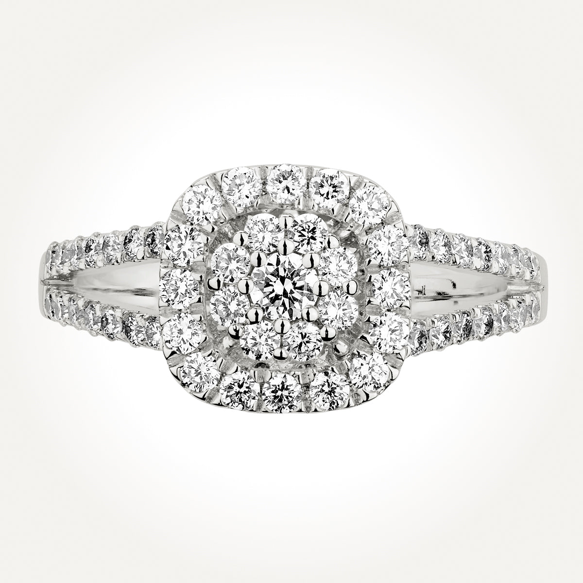 14KT White Gold Flower Cushion Halo Ring