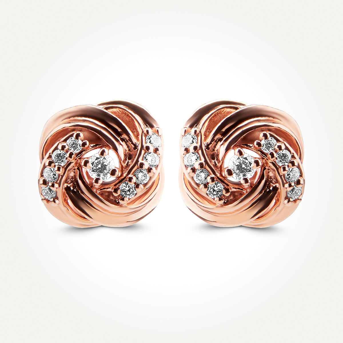 14KT Rose Gold Swirl Earrings 0.12 CT. T.W.