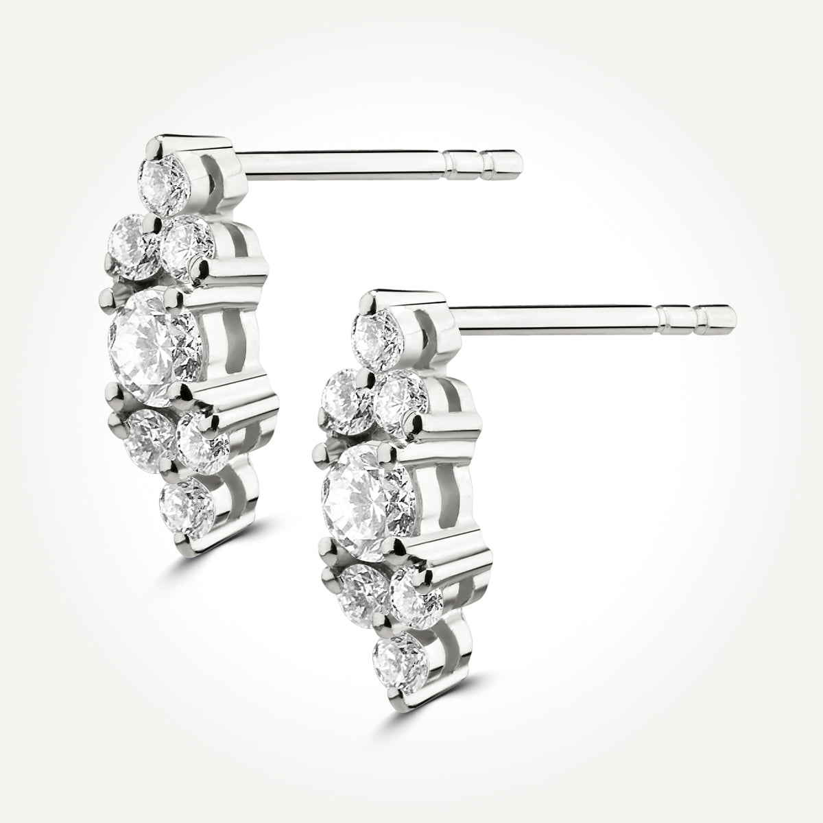 14KT White Gold Cluster Earrings 0.44 CT. T.W.