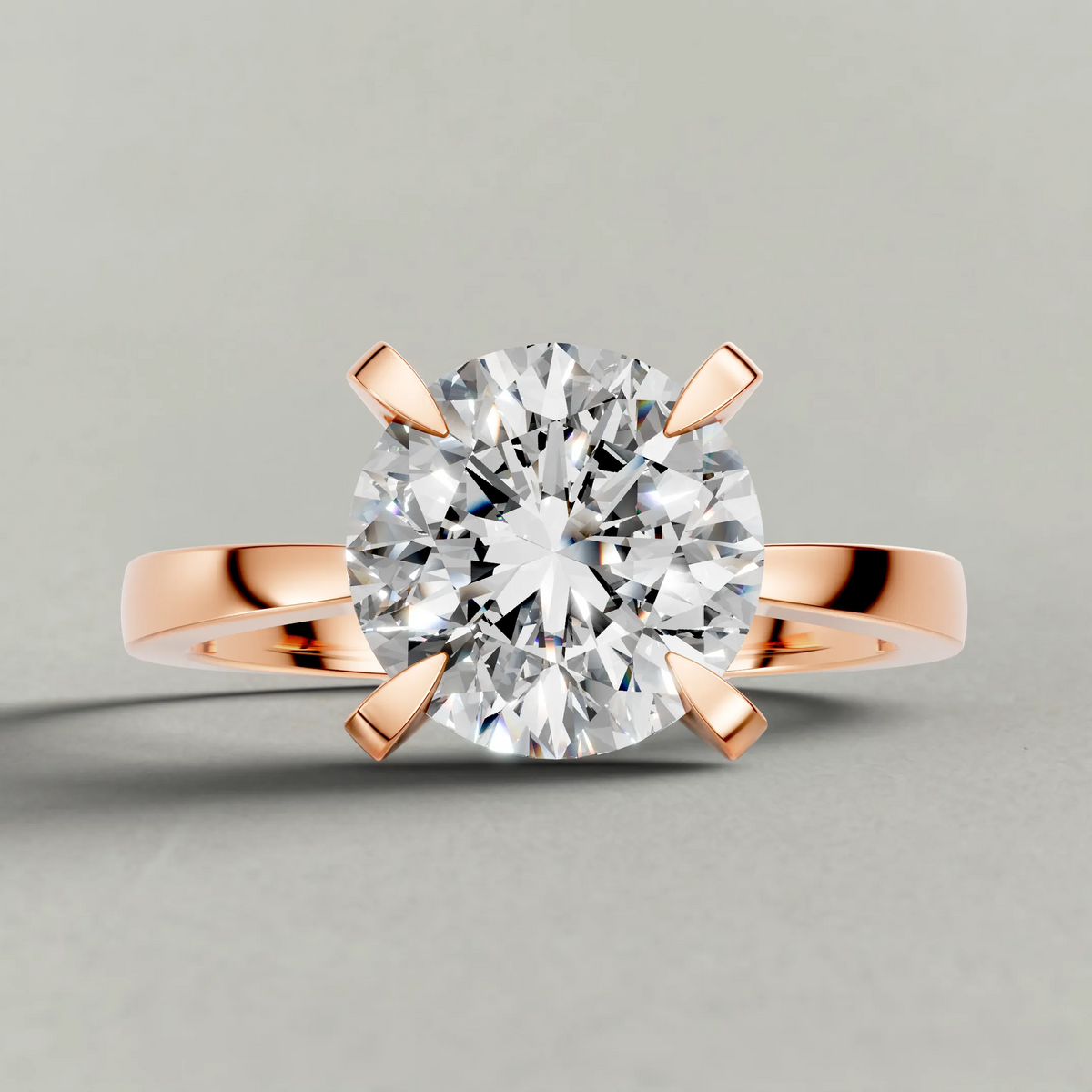 Soft-Taper Solitaire Engagement Ring (2512) in Rose Gold zoomed in on diamond