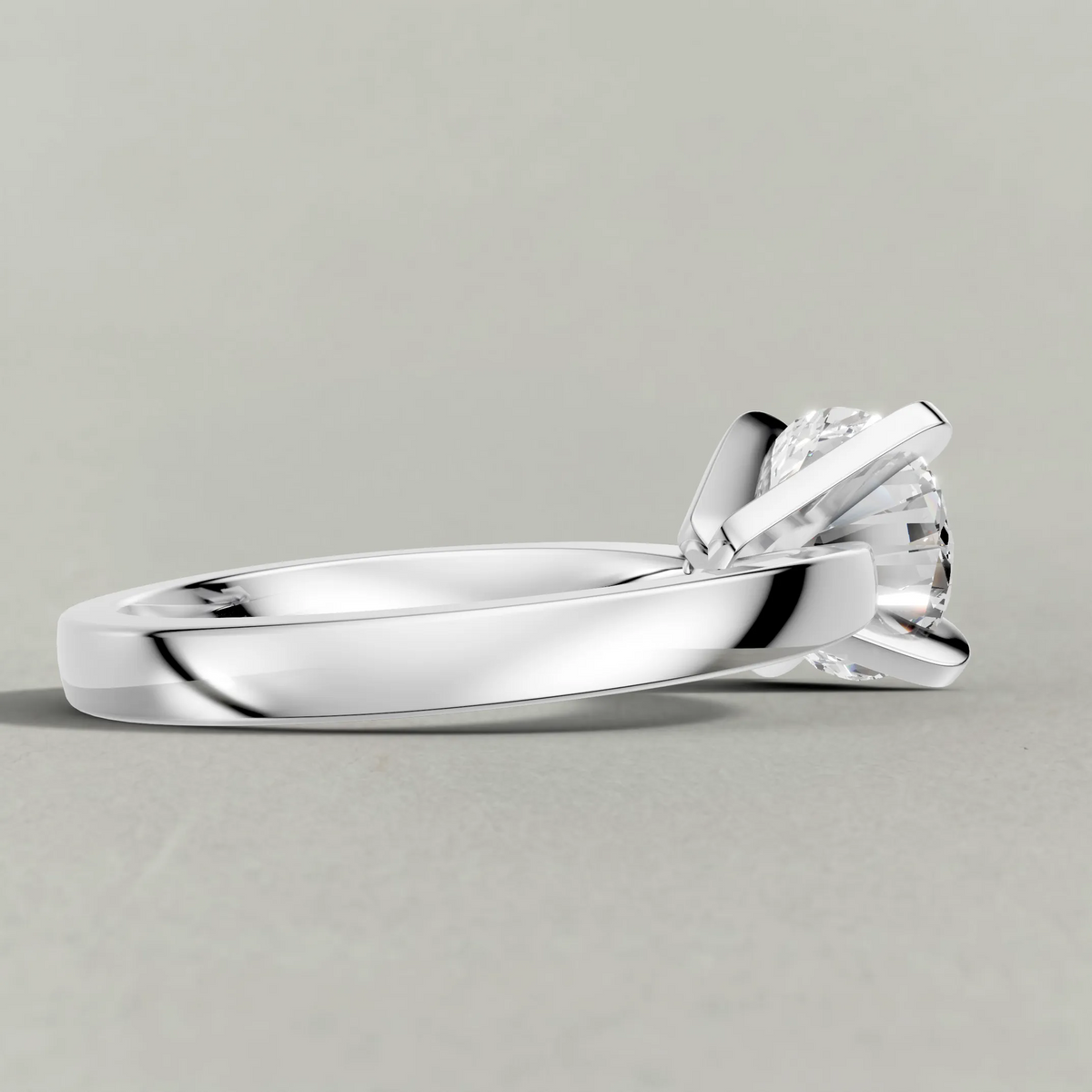 Soft-Taper Solitaire Engagement Ring (2512) in White Gold from back angle