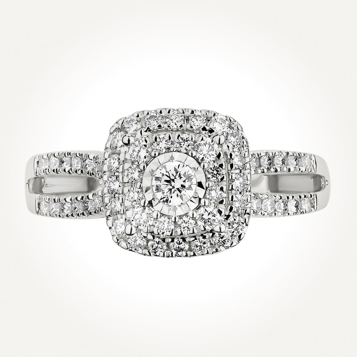 14KT White Gold Round Double Halo Ring