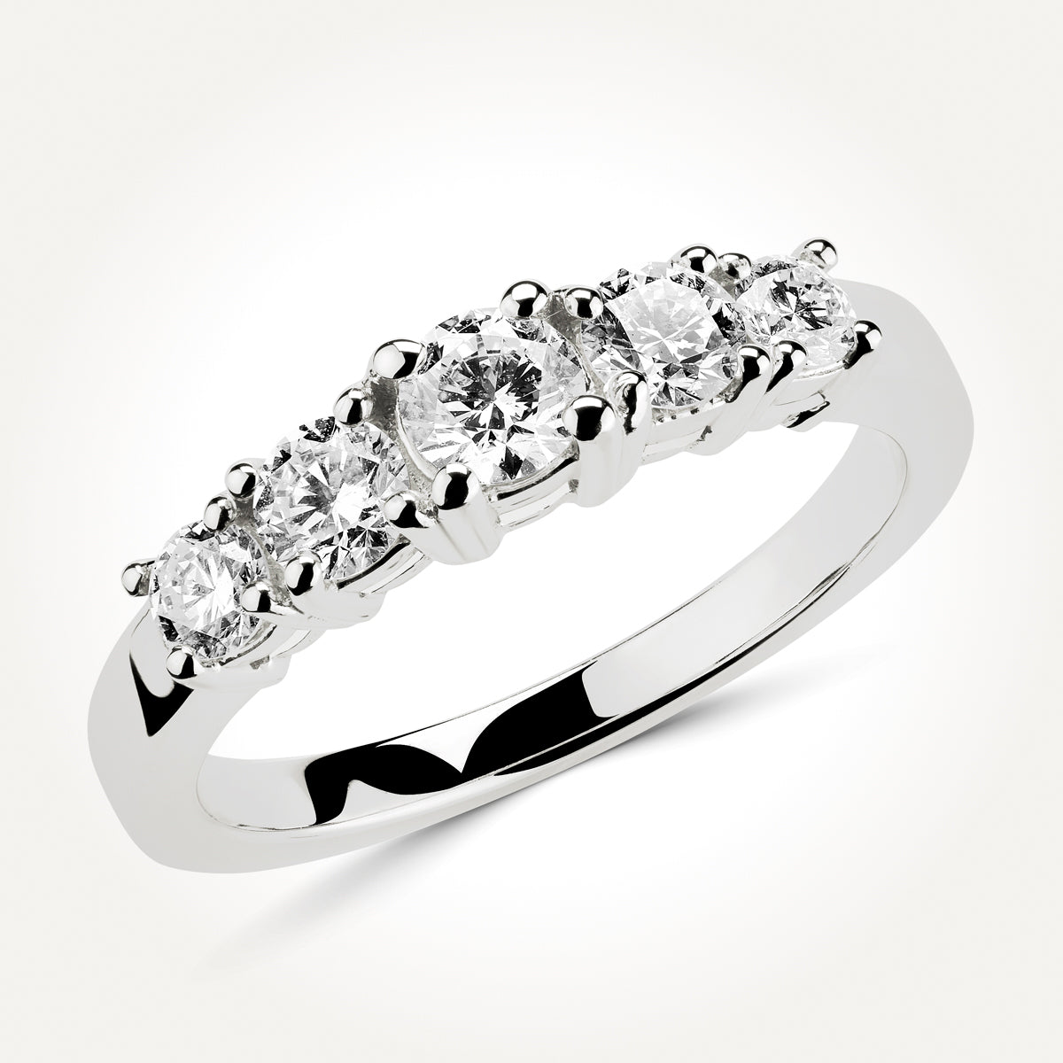 14KT White Gold Five Stone Ring