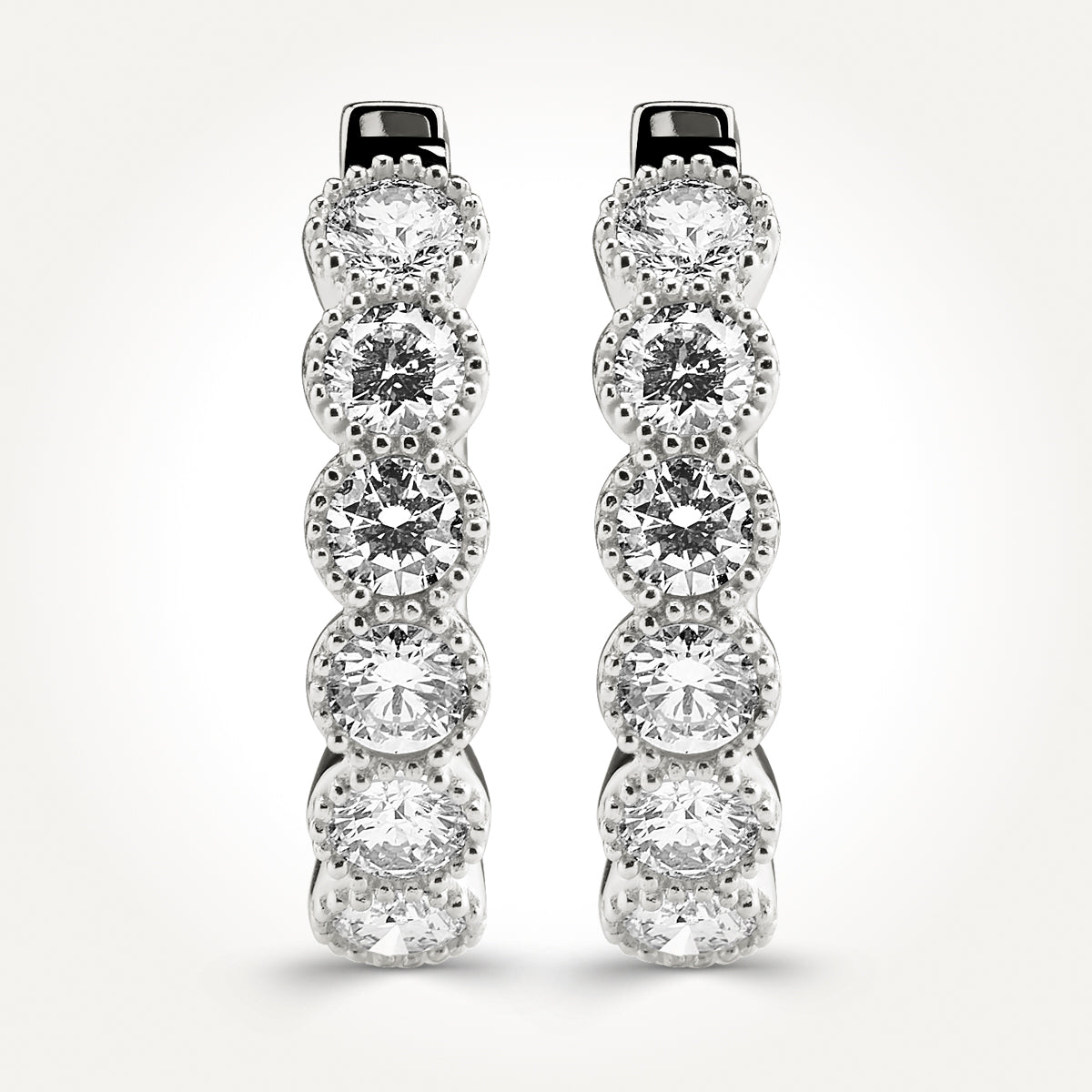 14KT White Gold Milgrain Detailed Hoop Earrings 1.68 CT. T.W.