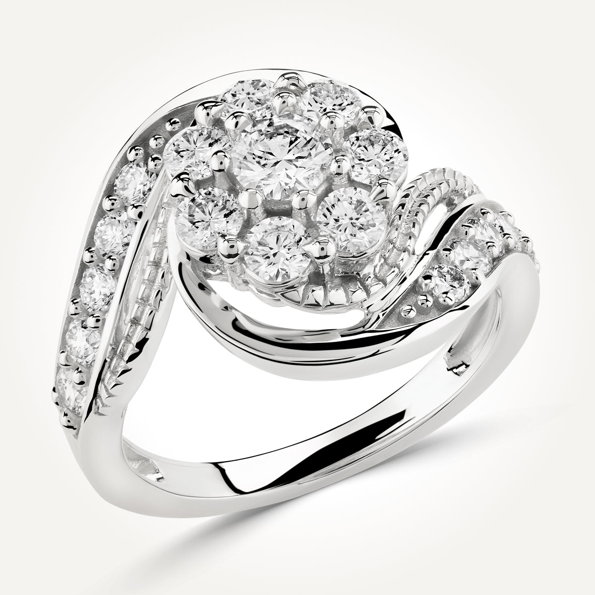 14KT White Gold Daisy Cluster Ring