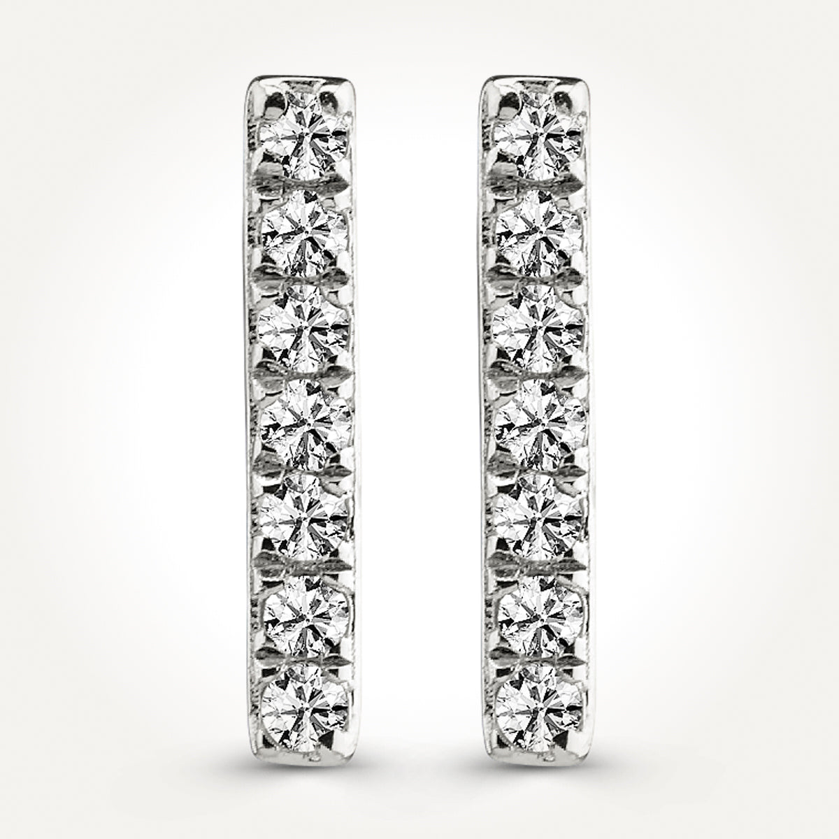 10KT White Gold Diamond Bar Earrings 0.09 CT. T.W.