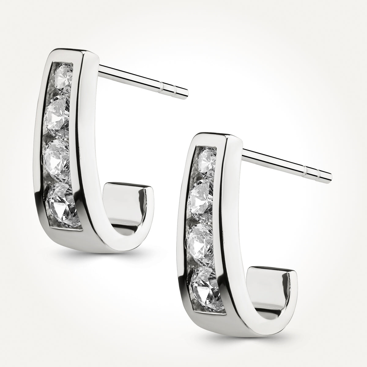 10KT White Gold Half Hoop Earrings 0.72 CT. T.W.