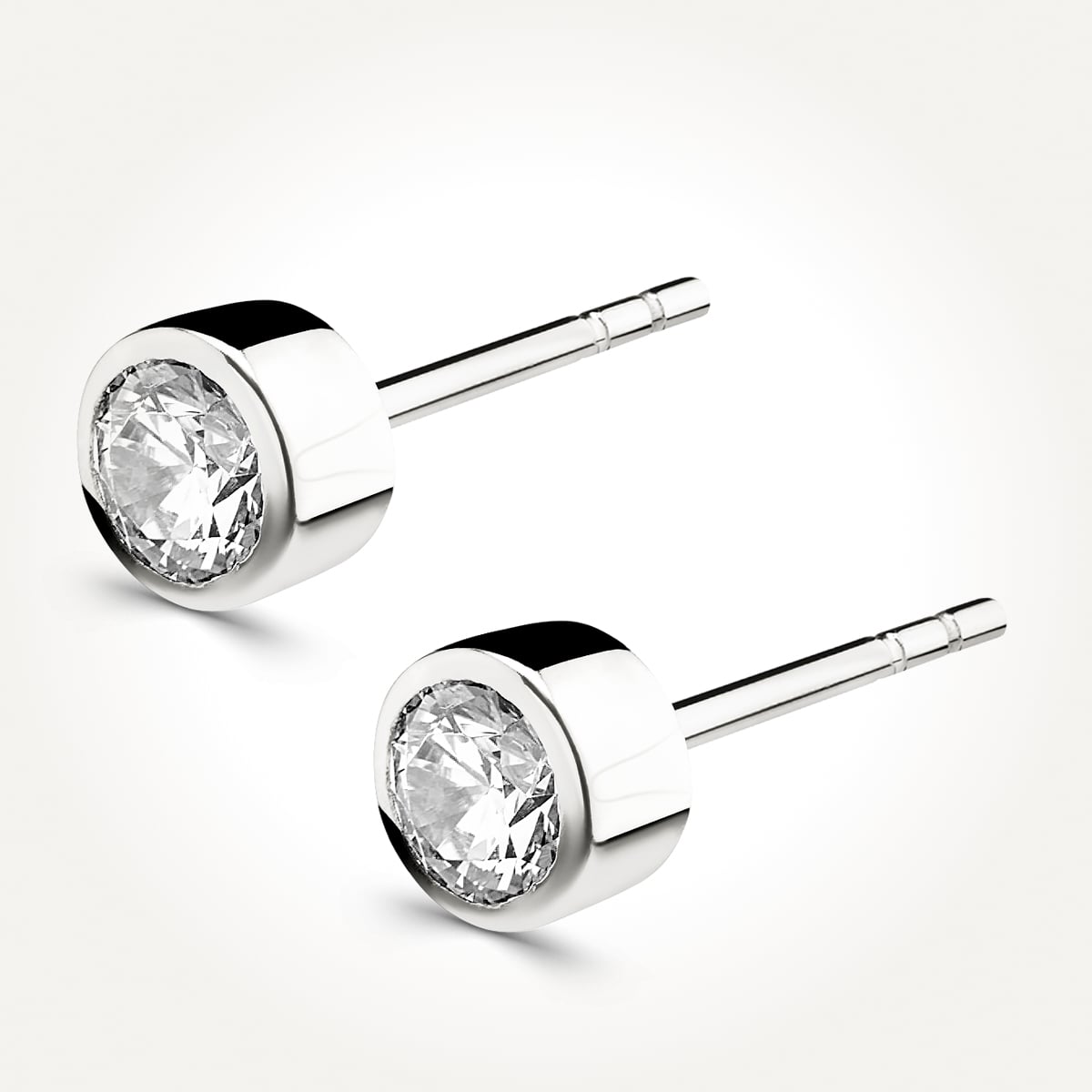 14KT White Gold Bezel Set Earrings 0.52 CT. T.W.