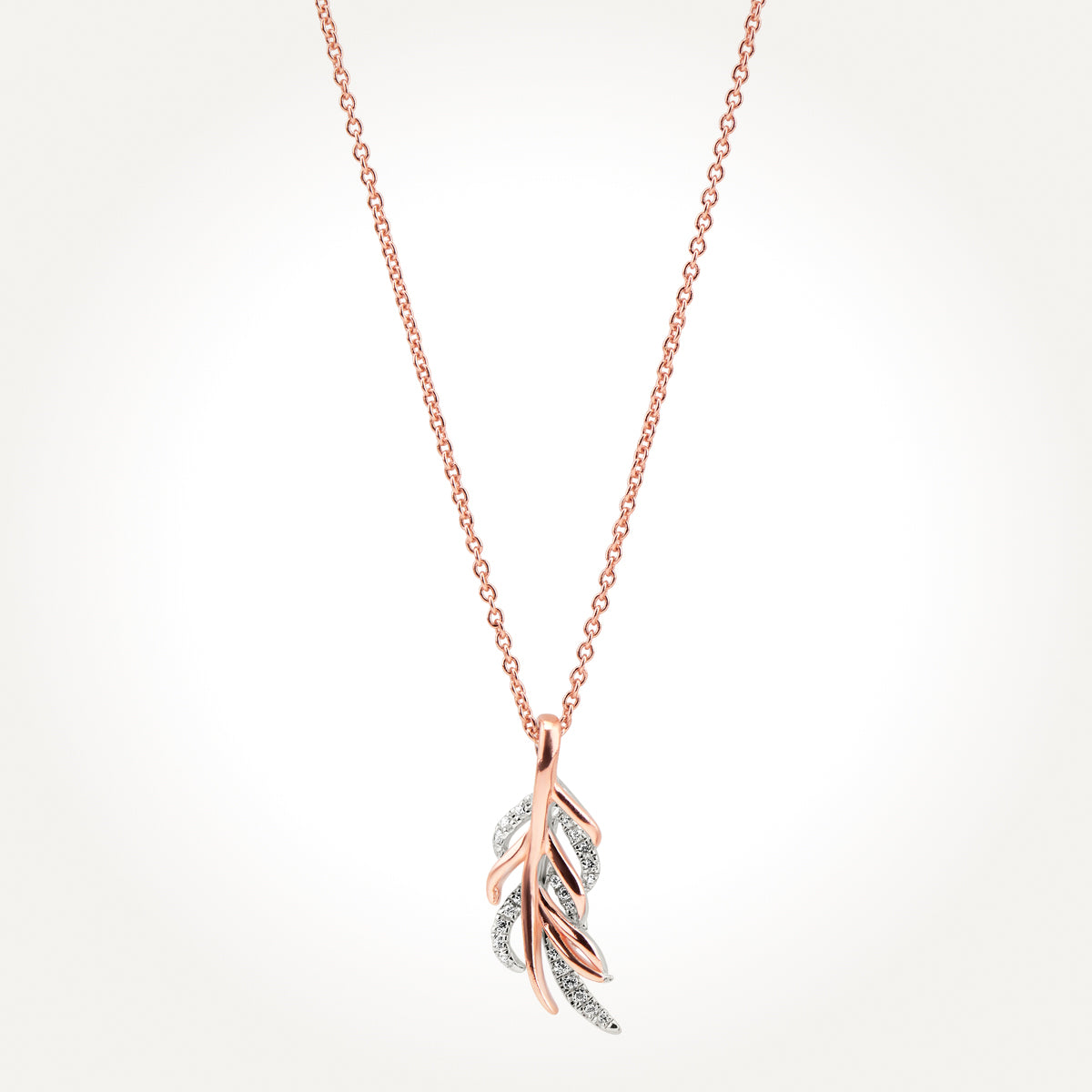14KT Two Toned Feather Necklace