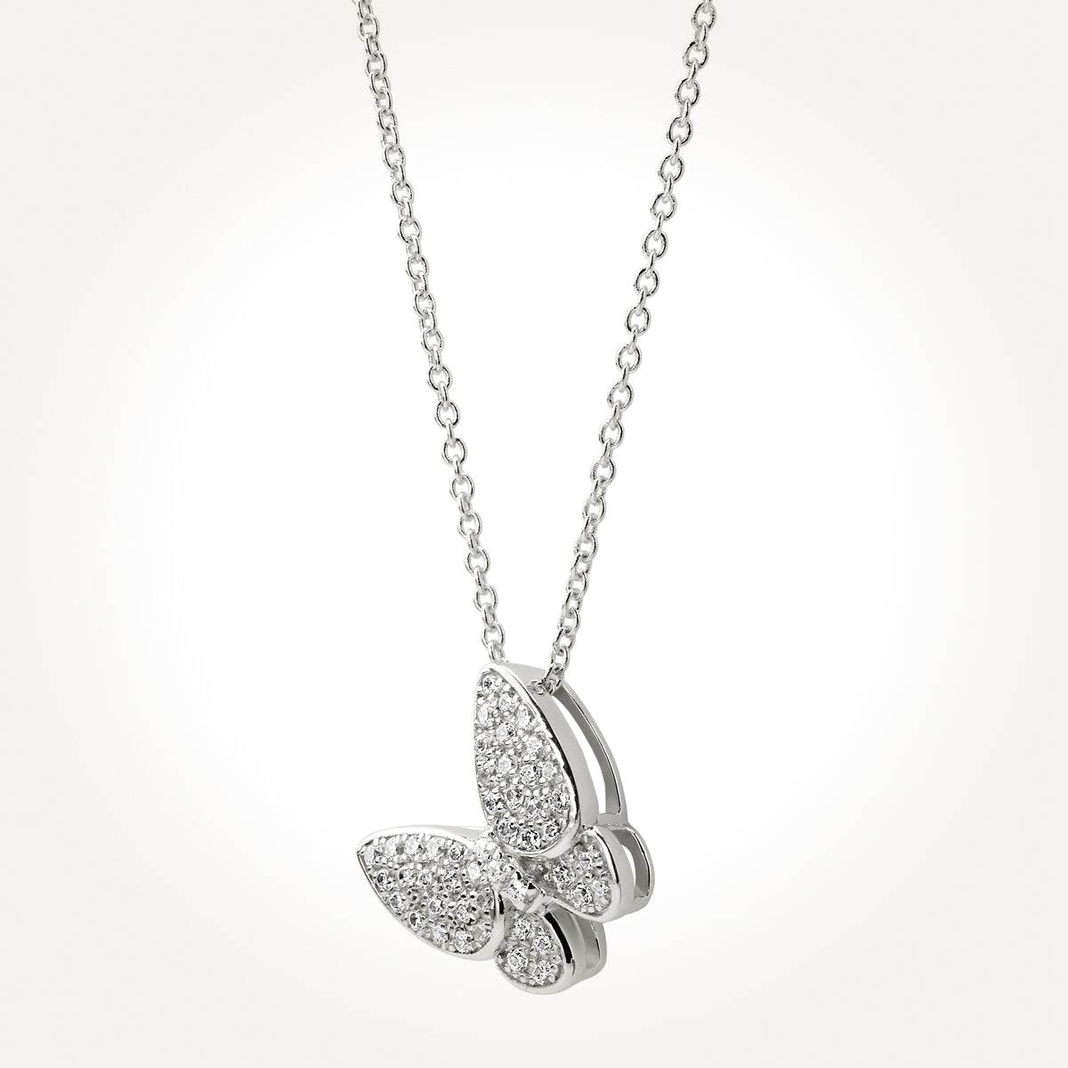 14KT White Gold Butterfly Necklace