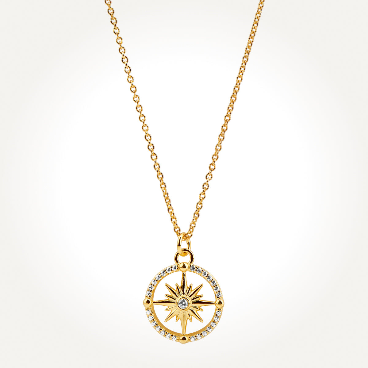 14KT Yellow Gold Compass Necklace