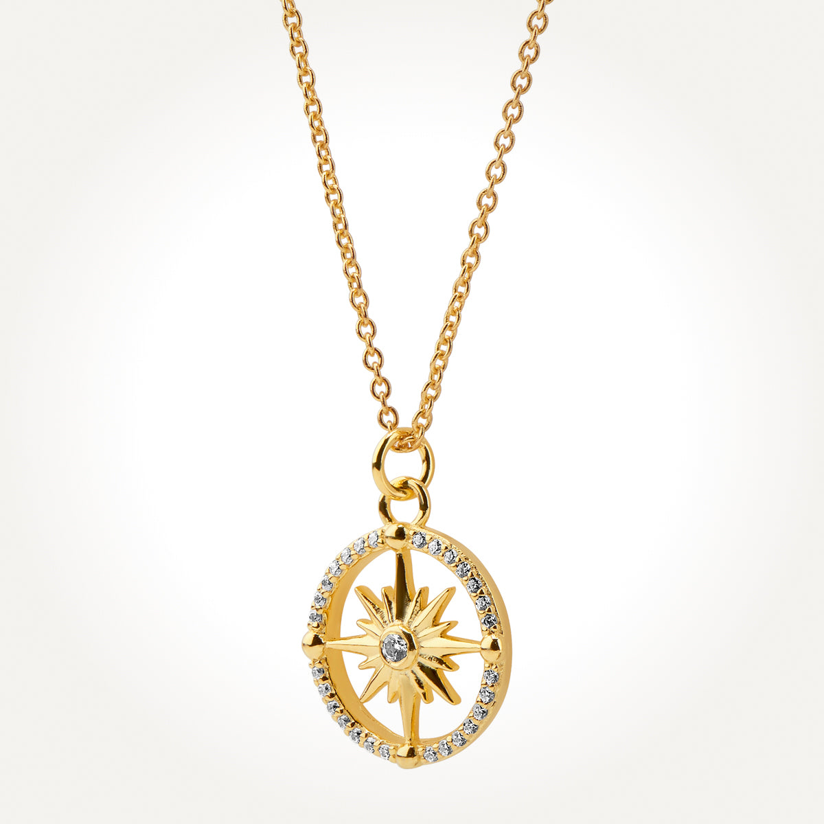 14KT Yellow Gold Compass Necklace