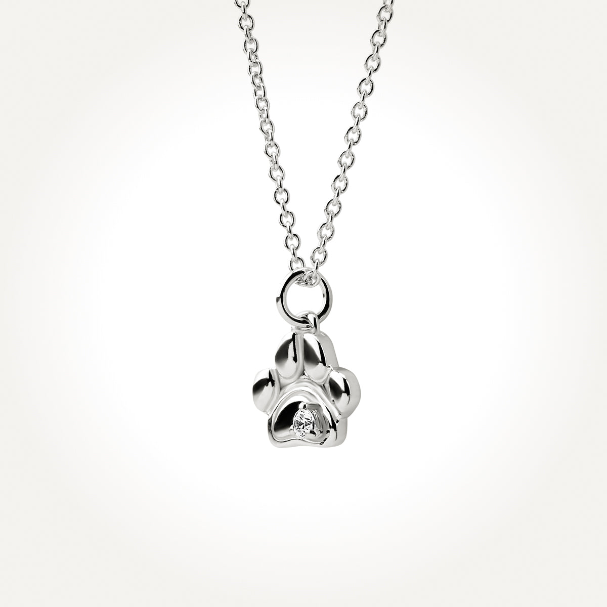 14KT White Gold Pet Paw Necklace