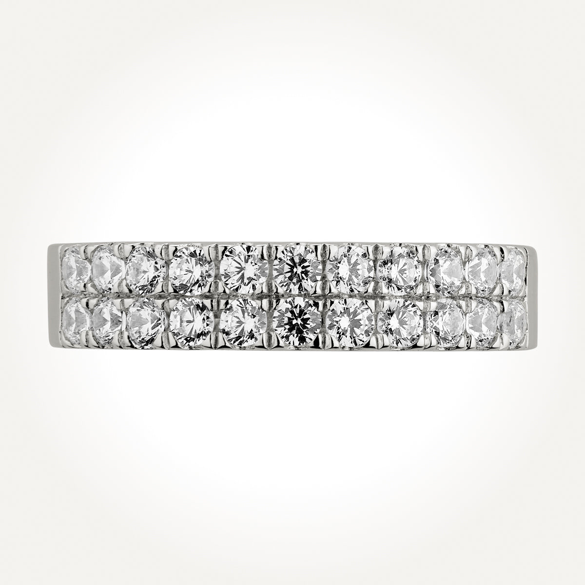 14KT White Gold Double Row Ring