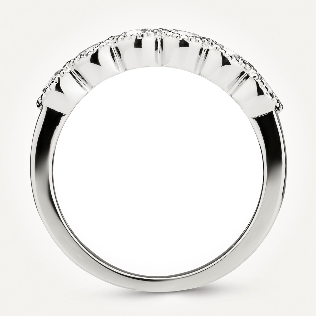 14KT White Gold Six Stone Vintage Ring