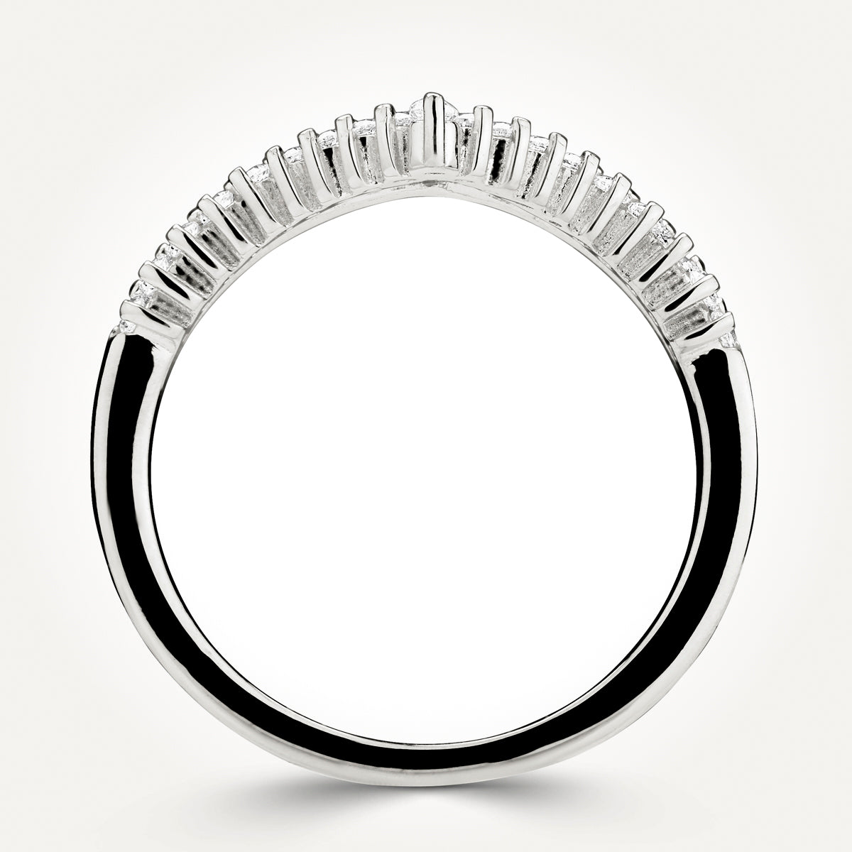 14KT White Gold Double V Ring