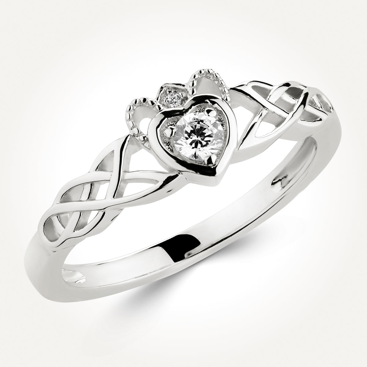 14KT White Claddagh Ring