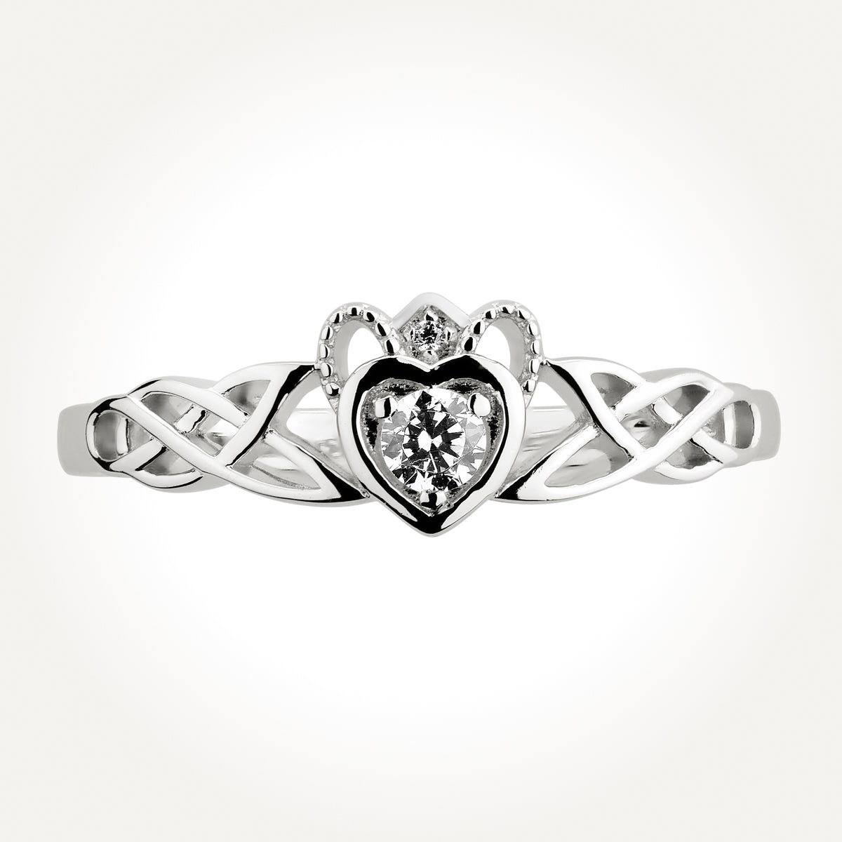 14KT White Claddagh Ring
