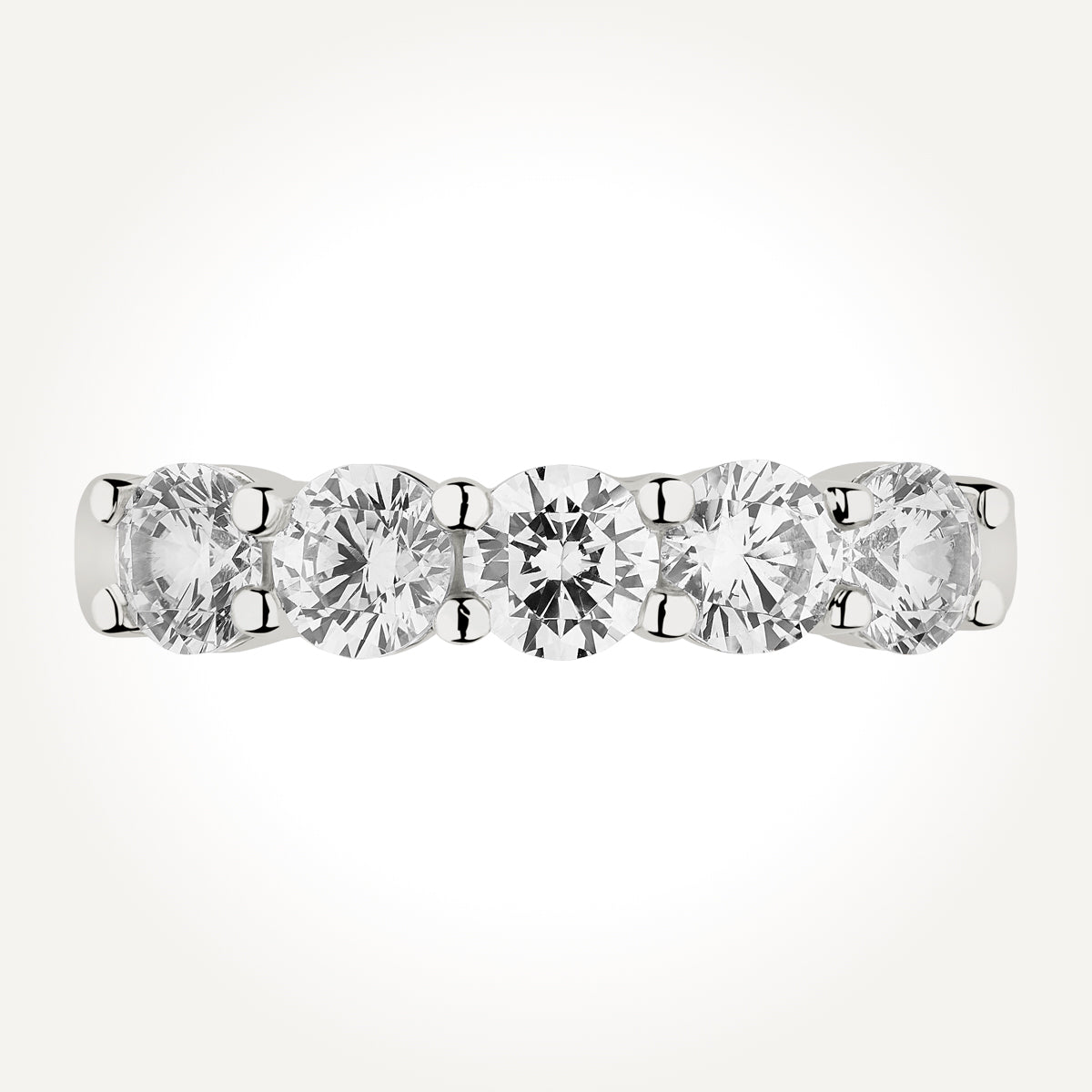 14KT White Gold Five Stone Band